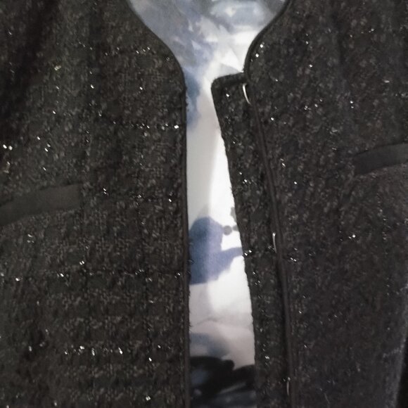 Black Tweed Boucle Metallic Thread Jacket NWOT - Picture 3 of 11